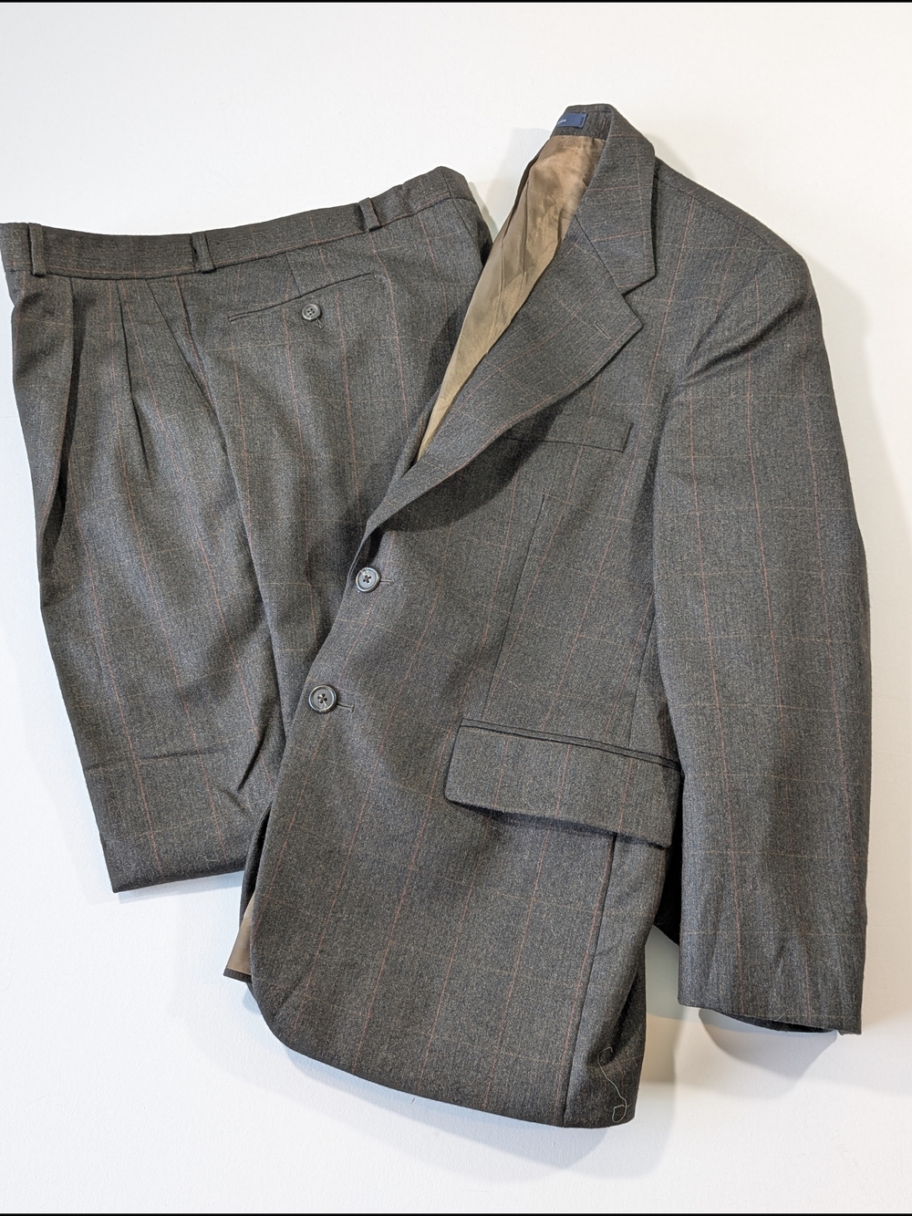 Polo University Club by Ralph Lauren Wool Suit Brown Gray Pants Blazer Size 40S
